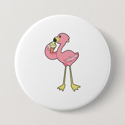 Flamingo met Waffle-ijs Ronde Button 7,6 Cm (Voorkant)