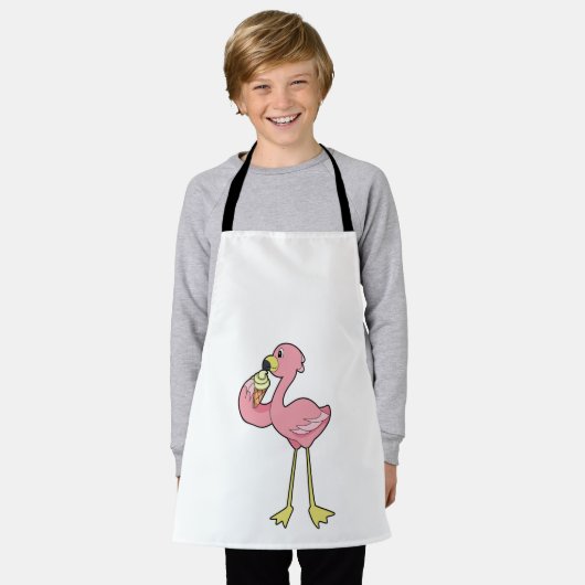 Flamingo met Waffle-ijs Schort (Gedragen)
