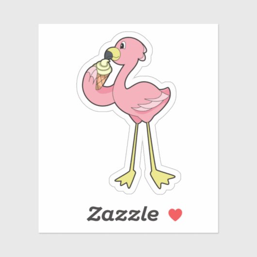 Flamingo met Waffle-ijs Sticker (Vel)