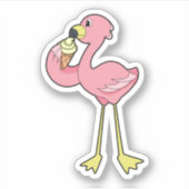 Flamingo met Waffle-ijs Sticker (Voorkant)