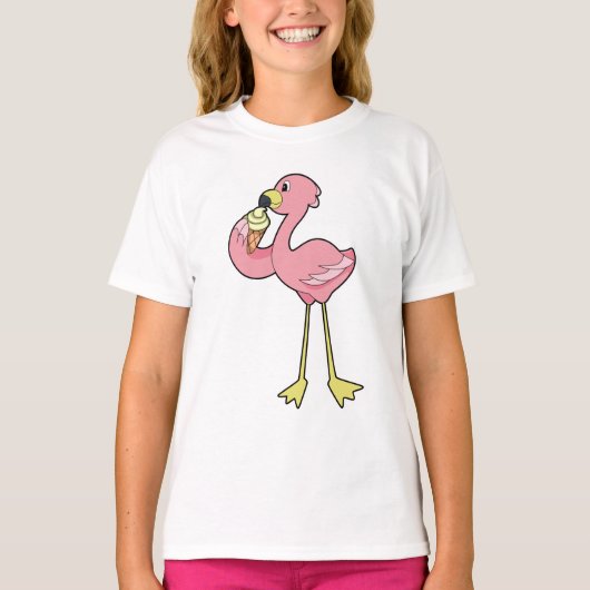 Flamingo met Waffle-ijs T-shirt (Voorkant)