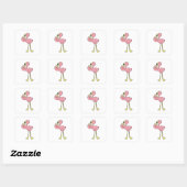 Flamingo met Waffle-ijs Vierkante Sticker (Vel)