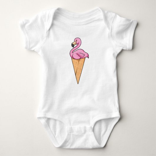 Flamingo met Waffle of Ice crème Romper (Voorkant)