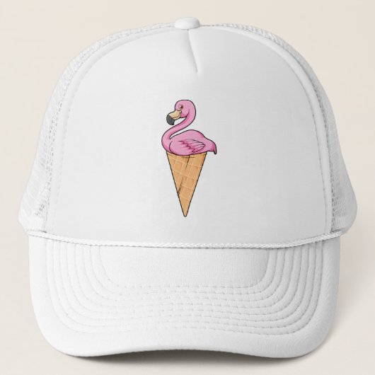 Flamingo met Waffle of Ice crème Trucker Pet (Voorkant)