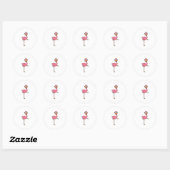 Flamingo met zonnebril ronde sticker (Vel)