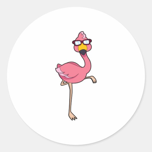 Flamingo met zonnebril ronde sticker (Voorkant)