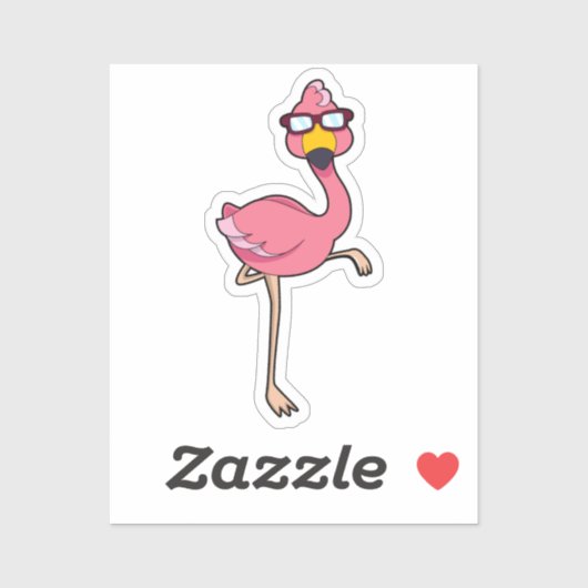 Flamingo met zonnebril sticker (Vel)