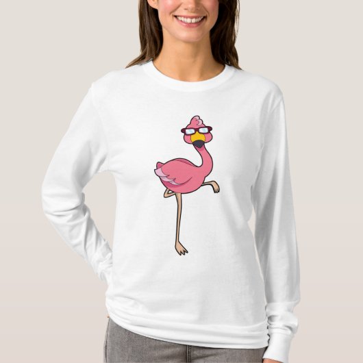 Flamingo met zonnebril t-shirt (Voorkant)