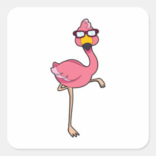 Flamingo met zonnebril vierkante sticker