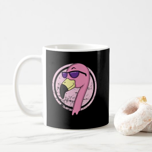 Flamingo mit Sonnenbrille Koffiemok (Met donut)