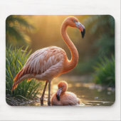 Flamingo moeder en kuiken muismat (Voorkant)