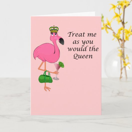 Flamingo Moederdag Kaart (Gele Bloem)