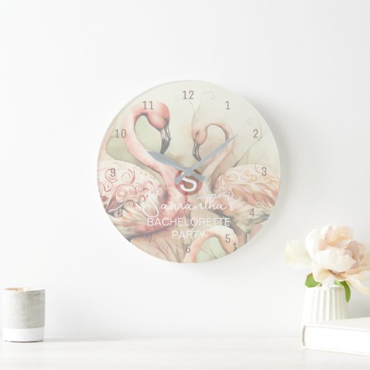 Flamingo Monogram Sjabloon Wandklok Grote Klok (Huis)