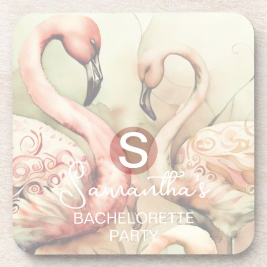 Flamingo Monogramme Bier Onderzetter (Voorkant)