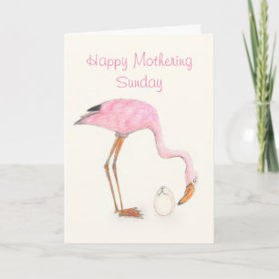 Flamingo Mothering Sunday card Kaart