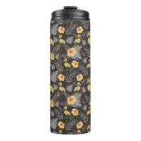 Flamingo naadloos met bloemen en bladeren