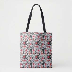 Flamingo naadloos patroon met florale achtergrond draagtas