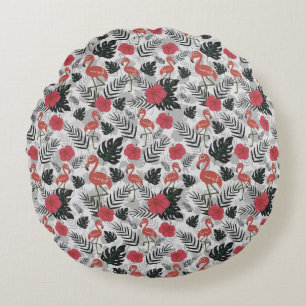Flamingo naadloos patroon met florale achtergrond rond kussen