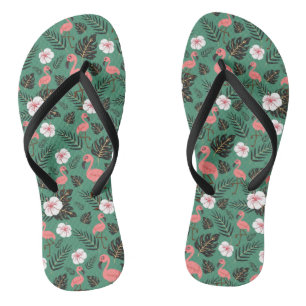 Flamingo naadloze patroonroze op groene achtergron teenslippers