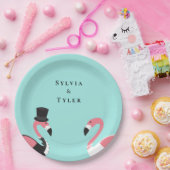 Flamingo Naam Bruiloft Papieren Bordje (Feest)