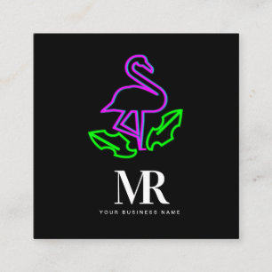 Flamingo Neon Lighting Business Branding Vierkante Visitekaartje