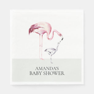 Flamingo Neutraal Baby shower Papieren servetten