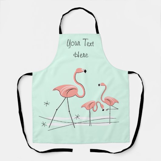 Flamingo Ocean Aqua Trio 2 Text apron Schort (Voorkant)