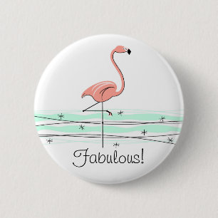 Flamingo Ocean 'Fabulous!'-knop Ronde Button 5,7 Cm