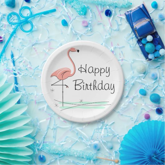 Flamingo Ocean Happy Birthday paper bord (Feest)