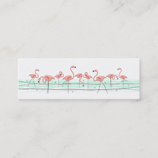 Flamingo Ocean Line side text skinny Mini Visitekaartje (Voorkant)