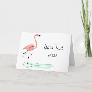Flamingo Ocean text greetcard Kaart
