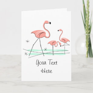 Flamingo Ocean Trio 2 front text greetcard Kaart