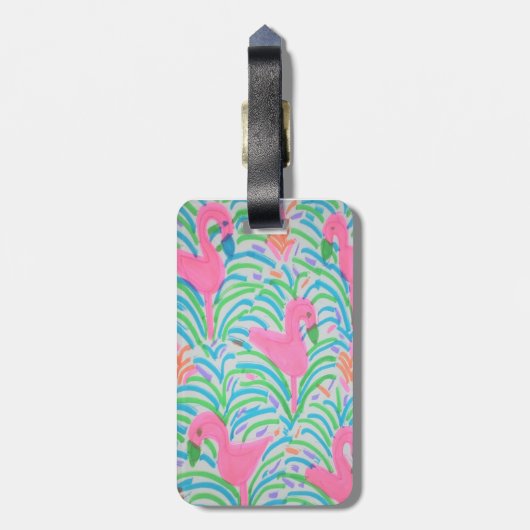 Flamingo Oerwoud Party Bagagelabel (Achterkant verticaal)
