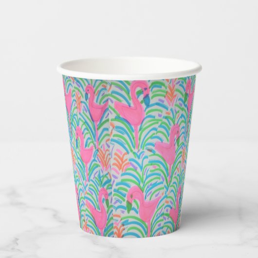 Flamingo Oerwoud Party Paper Cups Papieren Bekers (Achterkant)