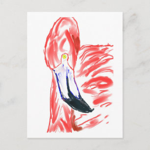 Flamingo Oil Painting Pink Flamingoe tekening Briefkaart