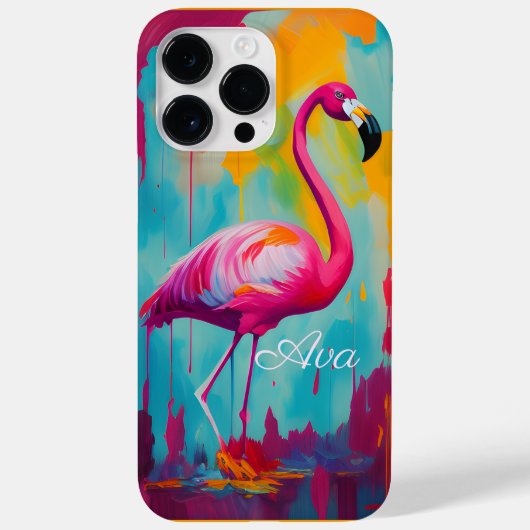 Flamingo olieverfschilderij kunstwerk gepersonalis Case-Mate iPhone case (Achterkant)