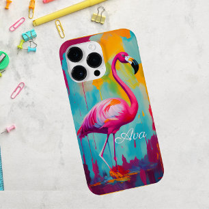 Flamingo olieverfschilderij kunstwerk gepersonalis Case-Mate iPhone 14 pro max hoesje