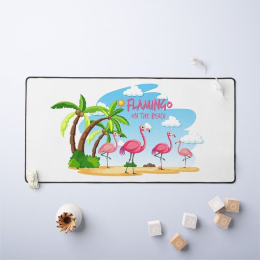 Flamingo op de strand bureaumat (Kindertafel)