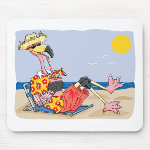 Flamingo op de strand muismat
