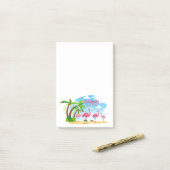 Flamingo op de strand post-it® notes (Op bureau)