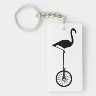 Flamingo op een wiel Quirky Silhouette Sleutelhanger
