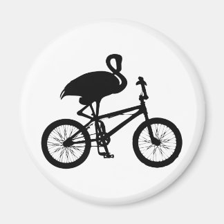 Flamingo op fiets silhouet magneet