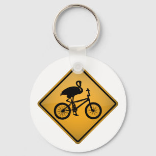 Flamingo op fiets sleutelhanger