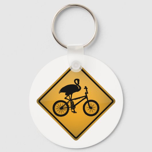 Flamingo op fiets sleutelhanger (Voorkant)