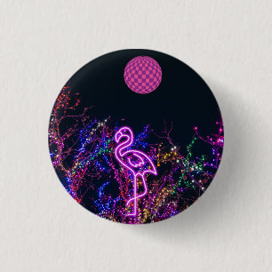 Flamingo op het dansfeest. ronde button 3,2 cm
