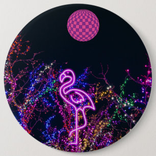 Flamingo op het dansfeest. ronde button 6,0 cm