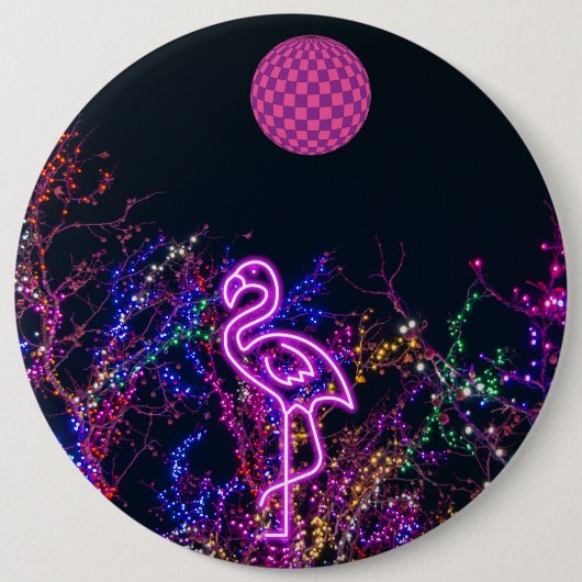 Flamingo op het dansfeest. ronde button 6,0 cm (Voorkant)