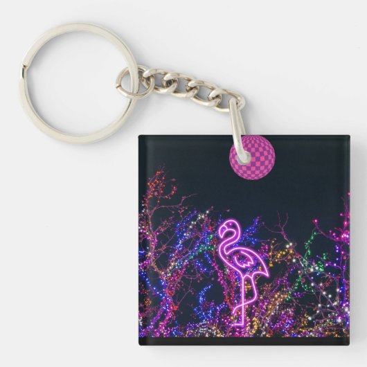 Flamingo op het dansfeest. sleutelhanger (voorkant)