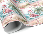 Flamingo op het strand cadeaupapier (Rol Hoek)