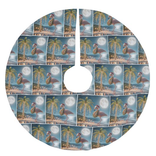 Flamingo op het strand kerstboom rok (Voorkant)